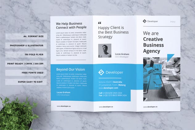 高端三折页企业宣传传单模板V17 Corporate Business Flyer Vol. 17插图(1)