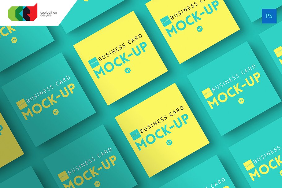 方形企业名片卡片样机v1 Square – Business Card Mock-Up V1插图