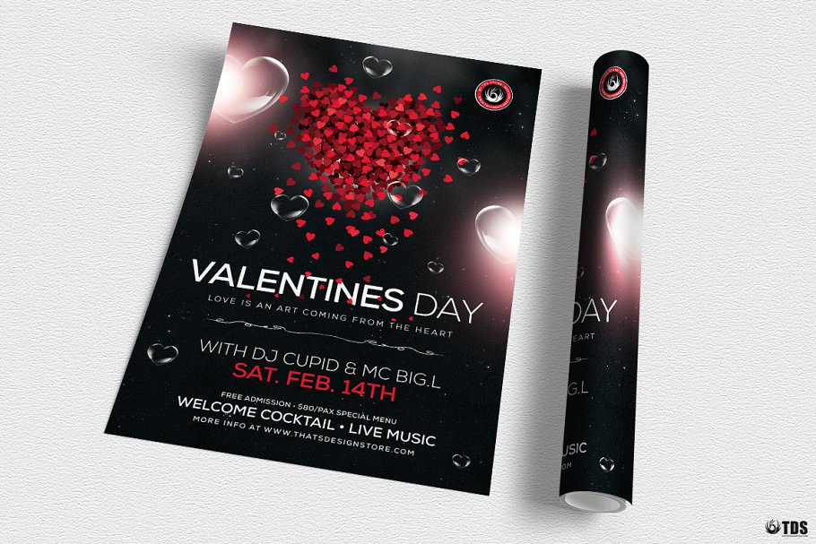甜蜜情人节活动宣传单PSD模板 Valentines Day Flyer PSD V14插图(2)