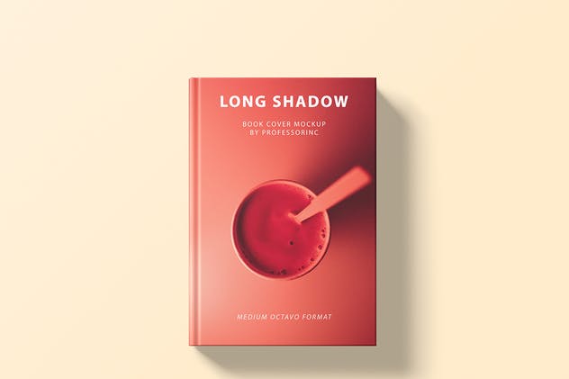 红色精装封面书本印刷品样机 Long Shadow Book Cover Mockup插图(3)