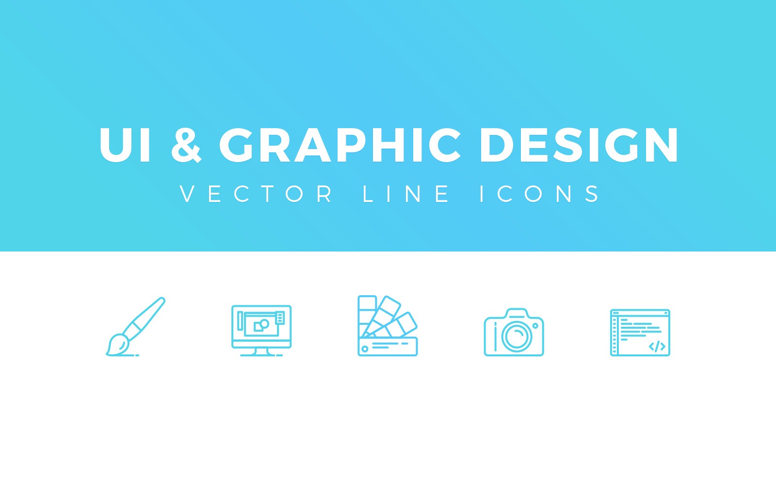 设计相关简洁线框图标 UI & Graphic Design Line Icons插图