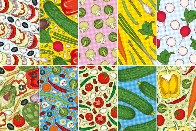 美味食物手绘图案无缝纹理合集 Food Seamless Patterns Collection插图(7)
