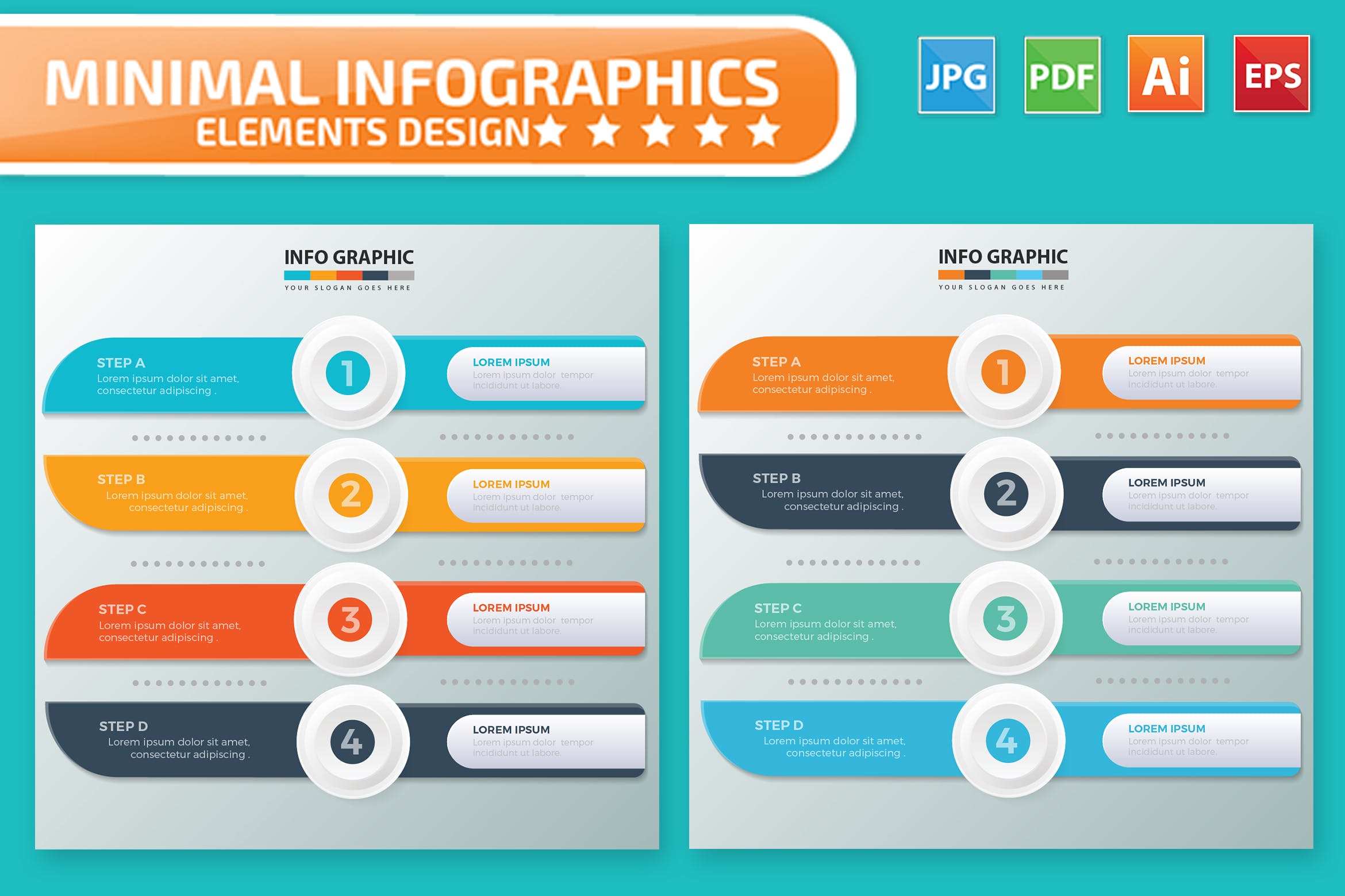 流程步骤图形信息图表设计素材 Infographic Elements Design插图