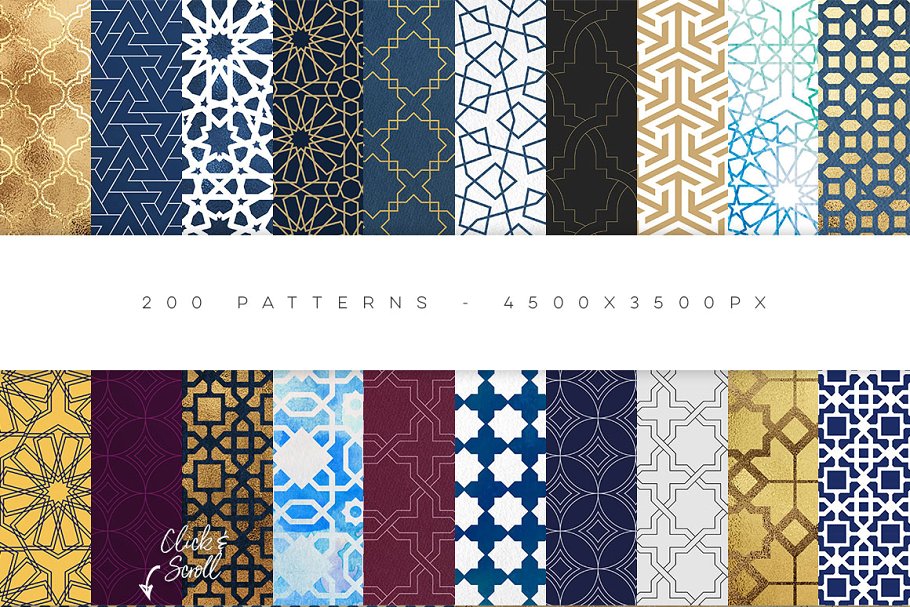 伊斯兰教艺术风格几何图案纹理合集 Geometric Patterns Islamic Ed.插图(5)