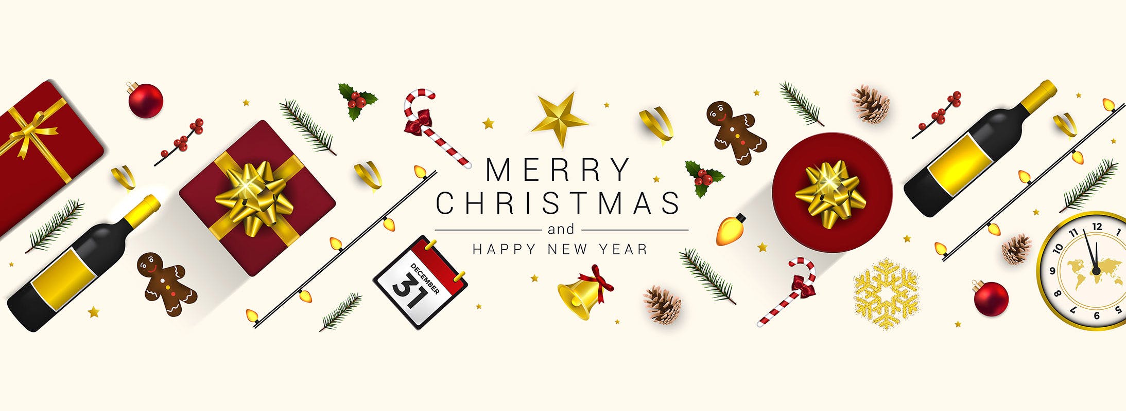 圣诞节/新年祝福主题贺卡设计模板v1 Merry Christmas and Happy New Year greeting cards插图(5)