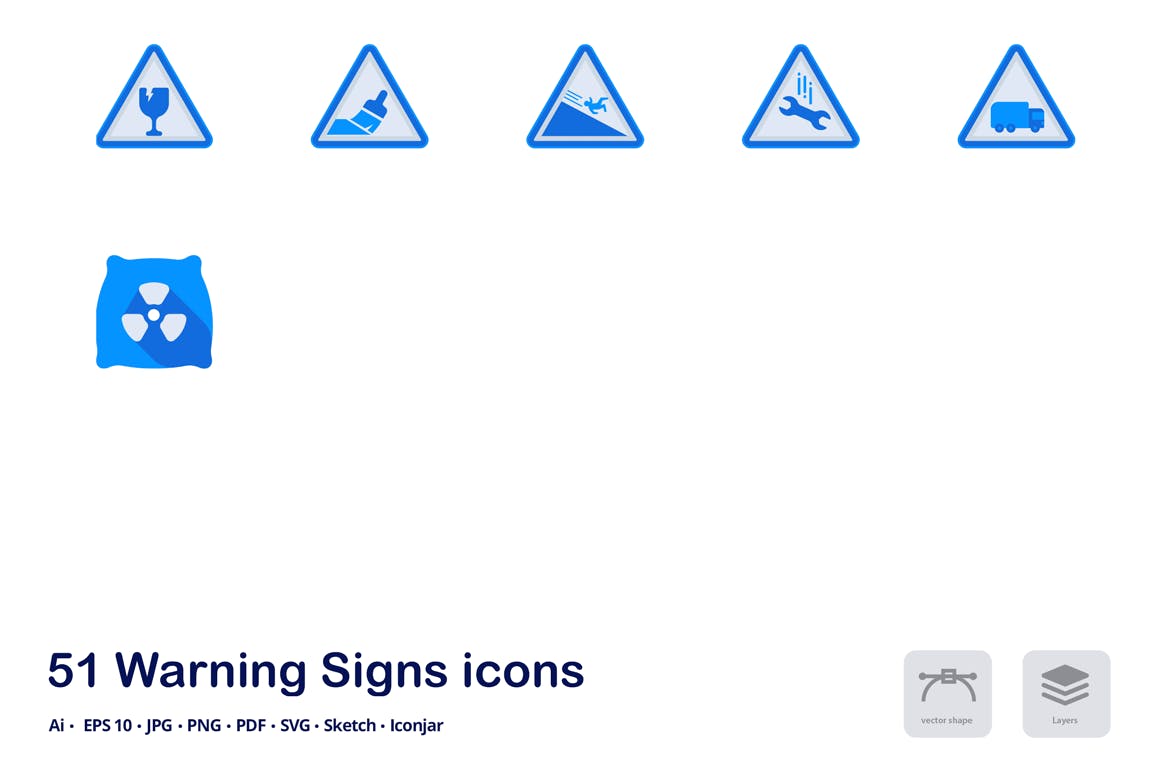 警告标志双色调扁平化矢量图标 Warning Signs Accent Duo Tone Flat Icons插图(3)
