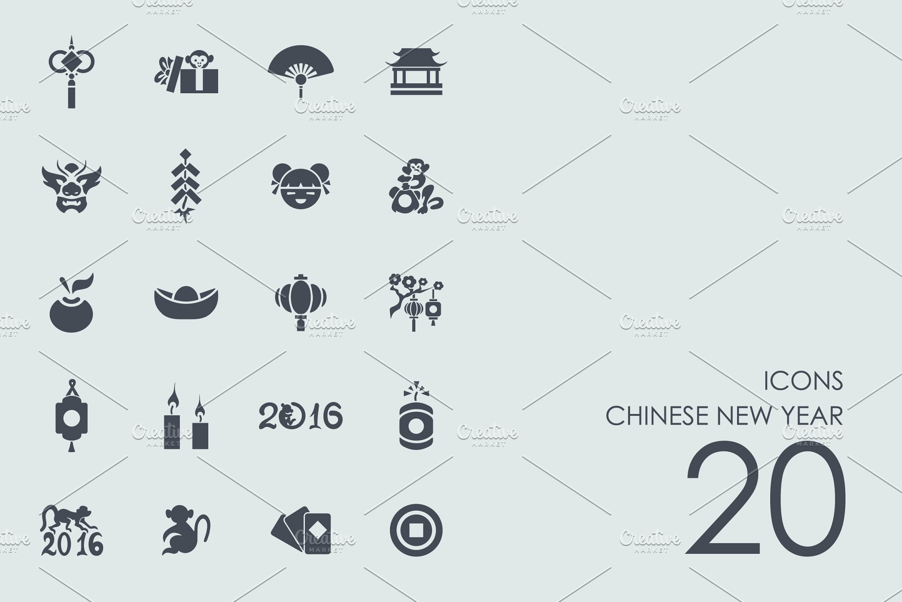 20个中国农历新年图标  Chinese New Year icons插图