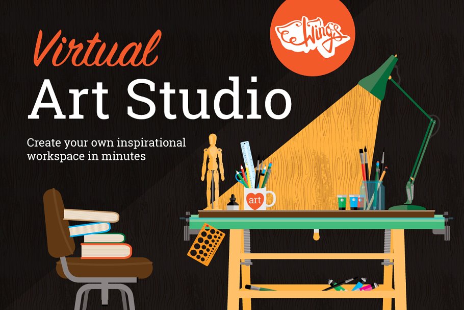 艺术工作室及办公用品设计工具包 Art Studio and Stationery Design Kit插图