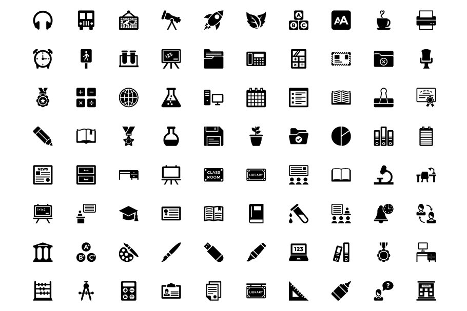 320枚学校和教育主题图标 320 School and Education Glyph Icons插图(2)