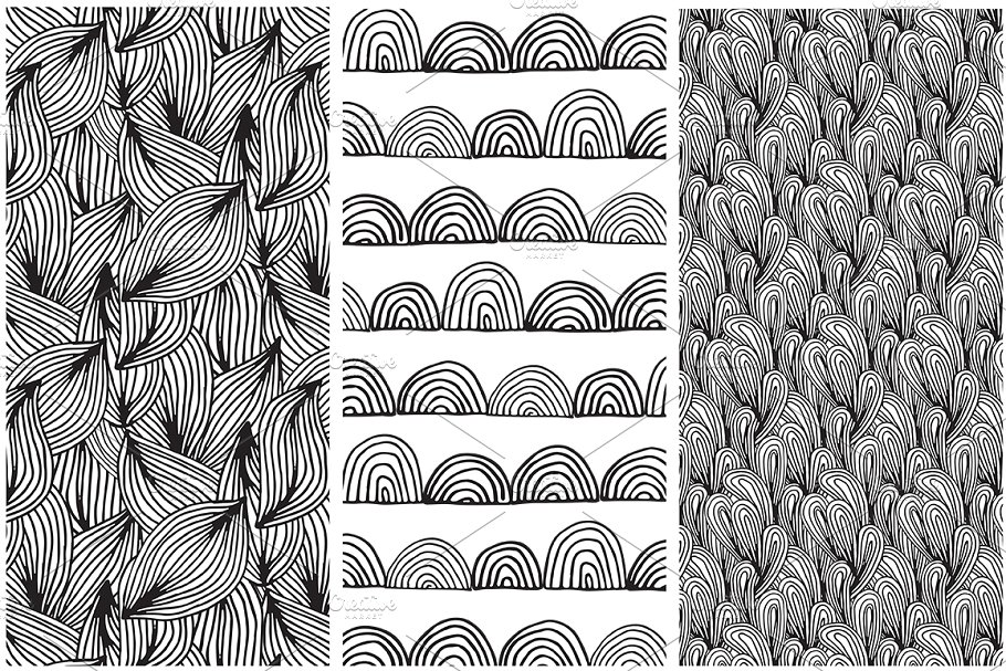 有趣的手绘涂鸦无缝矢量图案 Doodle Seamless Patterns插图(3)