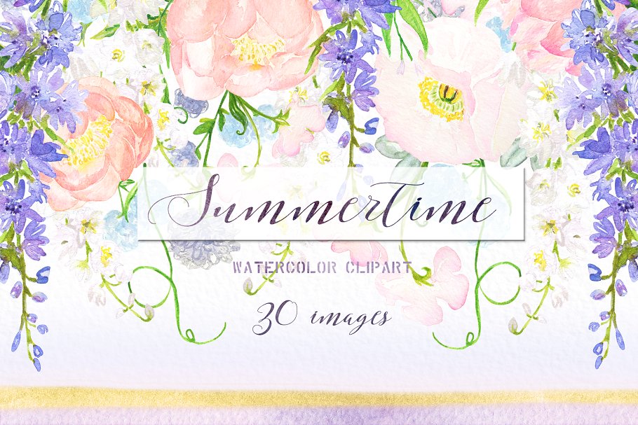 夏季嫩粉色水彩画插画 Summertime soft pink watercolor插图(3)