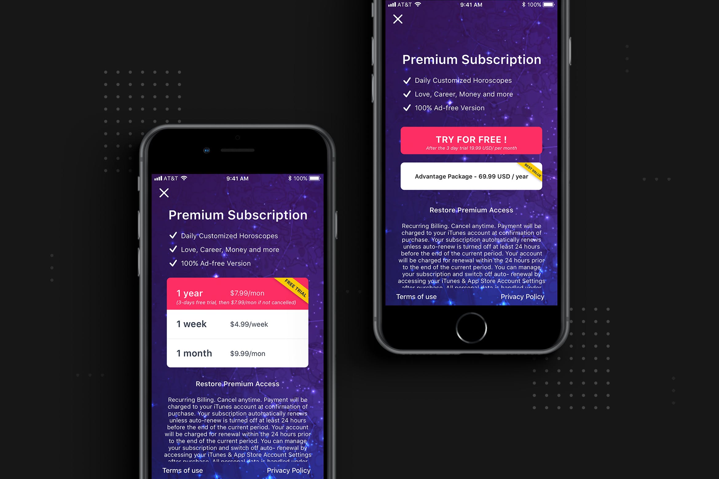 APP套餐订阅界面设计模板 Premium Subscription screen app template插图