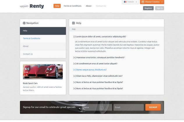汽车租赁&销售网站设计PSD模板 Renty – Car Rental & Booking PSD Template插图(11)