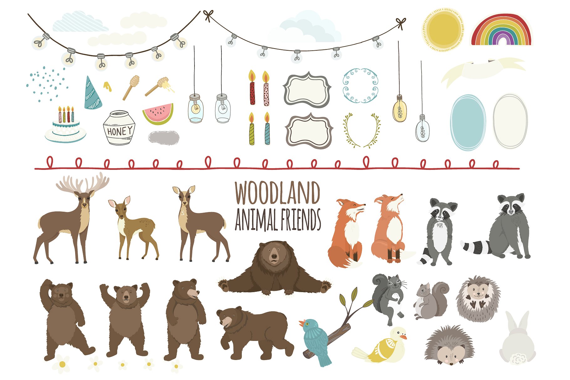 可爱卡通林地动物剪贴画 Woodland Animal Cute Characters插图(5)