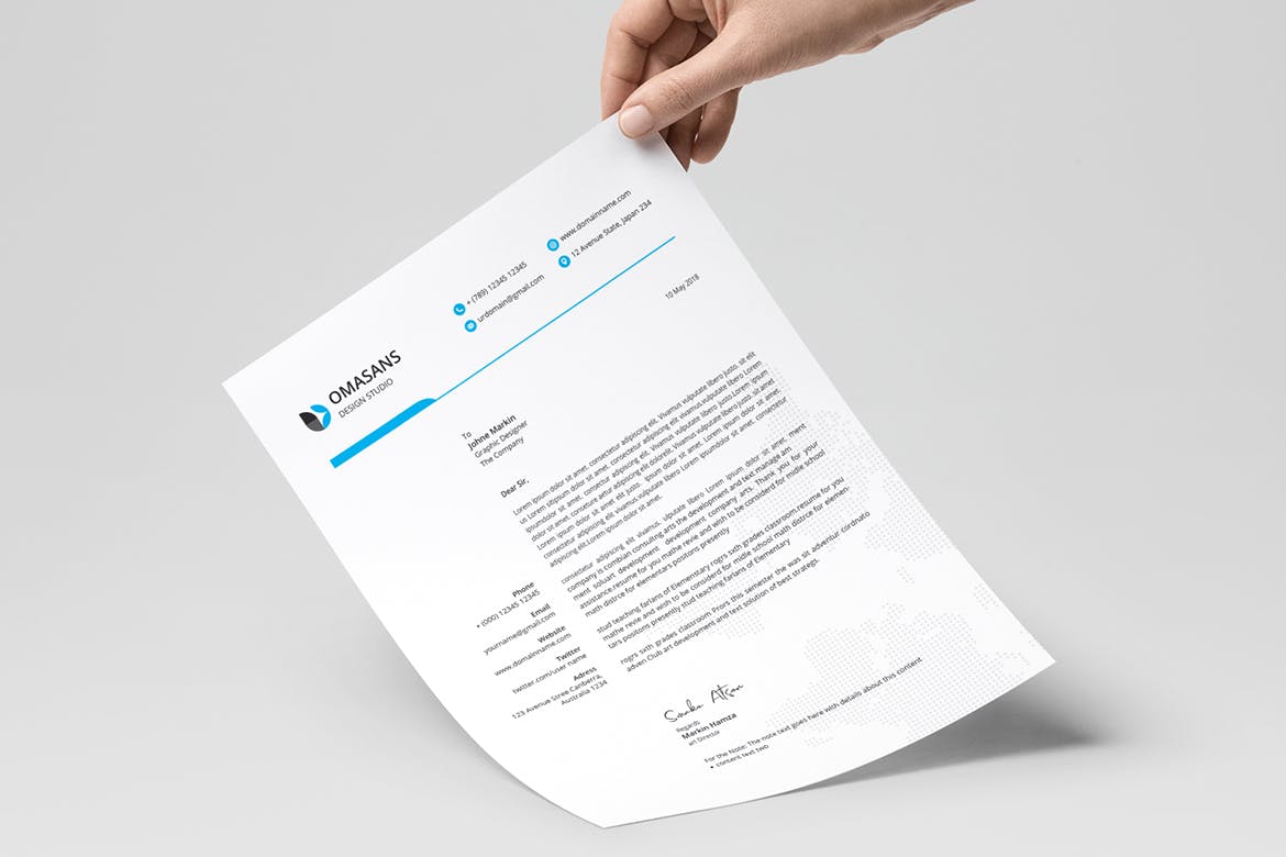 现代设计风格公开信/推荐信企业信纸设计模板03 Letterhead Template 03插图(3)