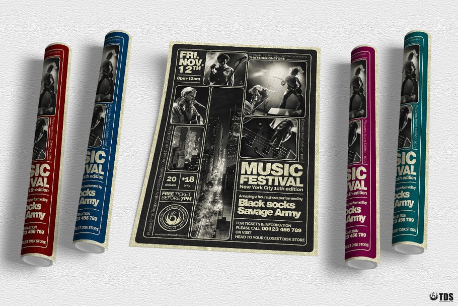 重金属摇滚音乐节传单PSD模板v14 Music Festival Flyer PSD V14插图(5)