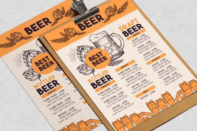 酒吧吧台菜单设计模板素材 Alcohol Bar Menu Template插图(2)
