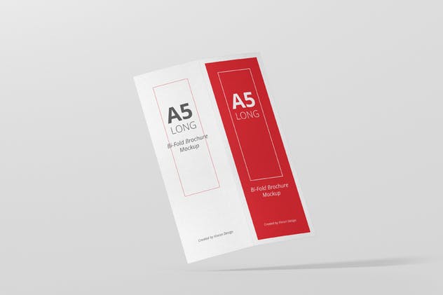 A5长方形双折页餐牌/宣传册样机 A5 Long Bi-Fold Brochure Mock-Up插图(5)