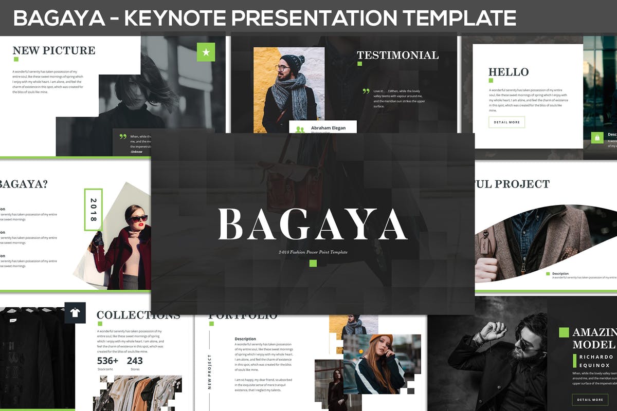 时尚服饰奢侈品牌适用Keynote幻灯片模板 Bagaya – Fashion Keynote Template插图