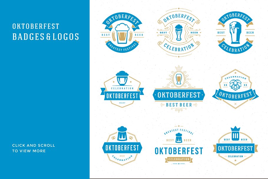 啤酒节主题Logo徽标模板/设计元素 Oktoberfest big bundle插图(6)