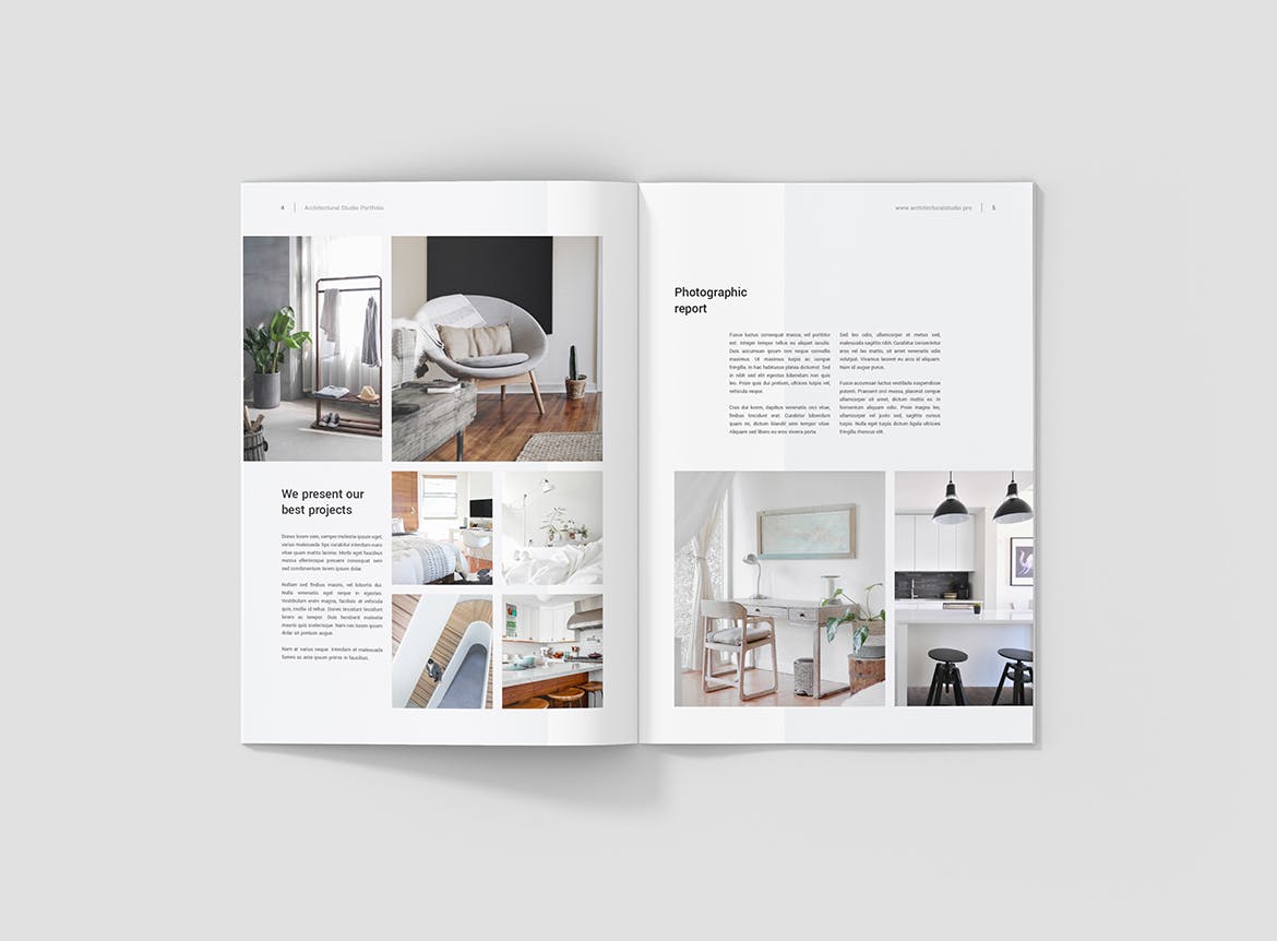 室内设计工作室作品展示画册设计模板 Architectural Studio Portfolio插图(3)