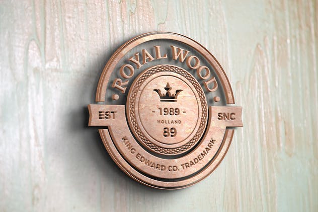 精致木纹浮雕logo样机模板 Wood Logo Mockups插图(4)