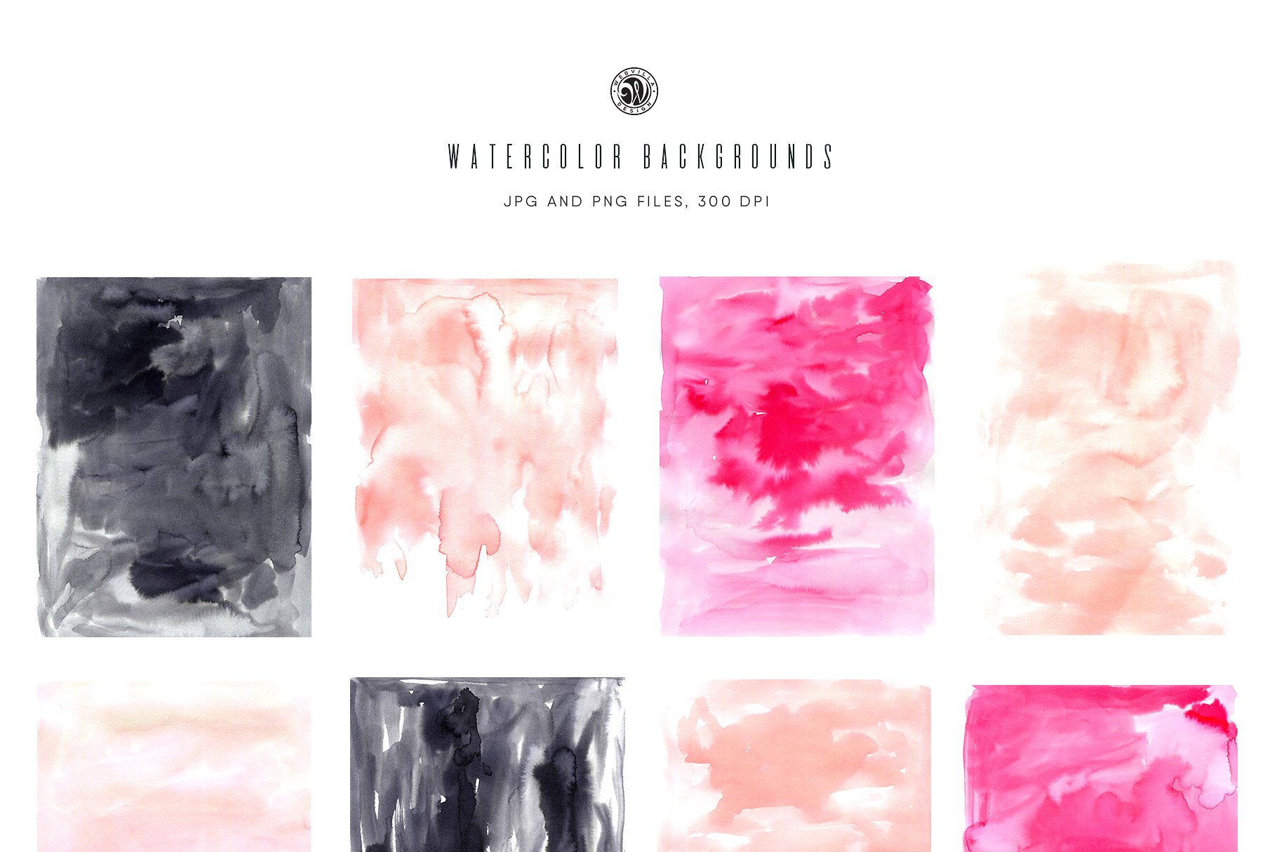 不规则抽象晕染粉彩剪贴画 Watercolor Pink Backgrounds插图(6)