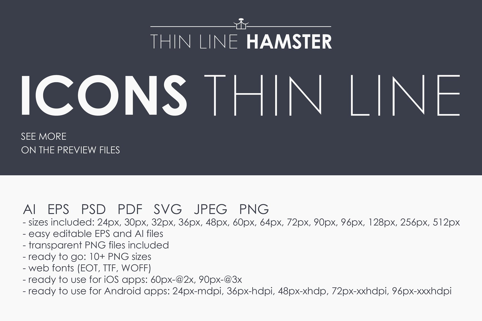 2000+枚细线构图图标合集 Thin Line HAMSTER Icons插图(7)