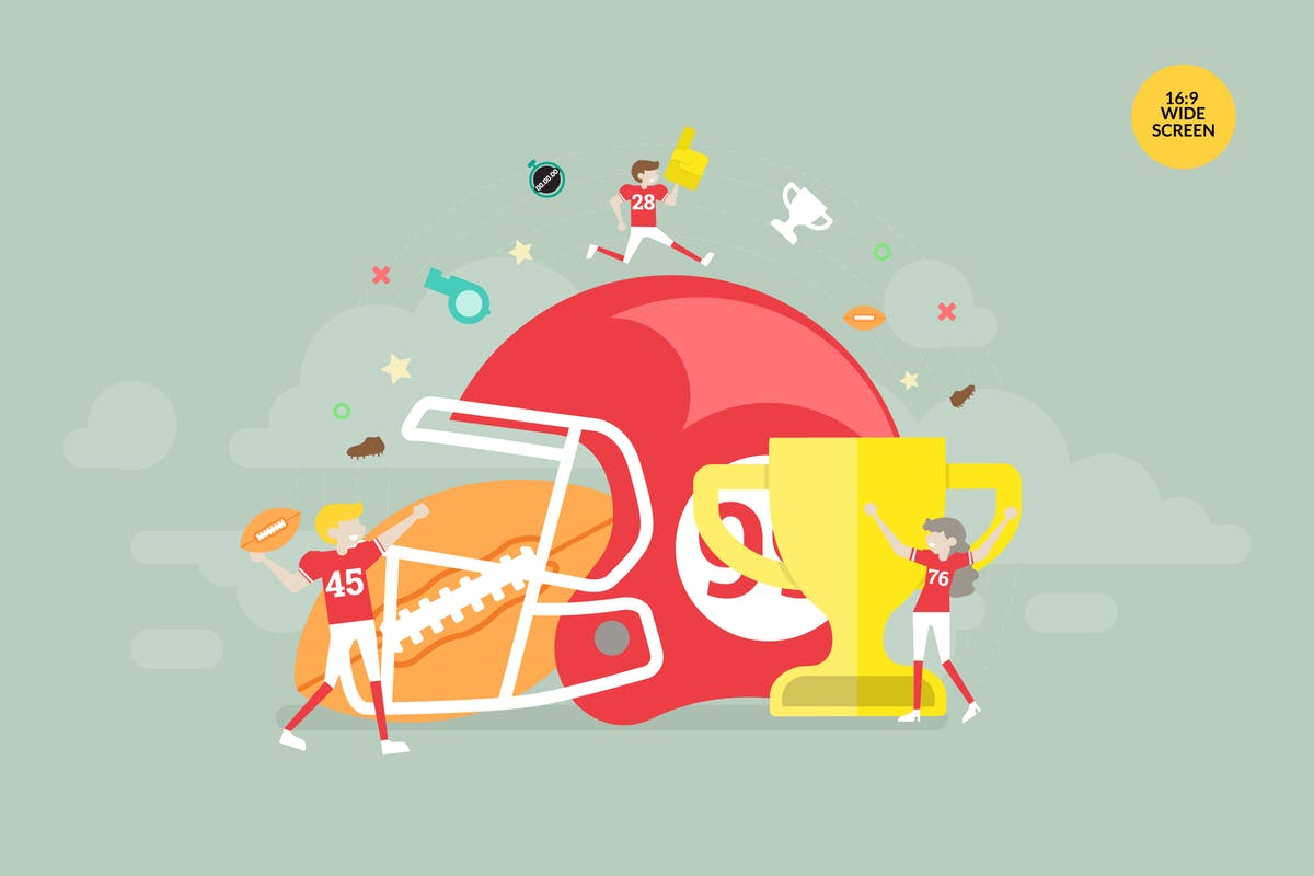 美式橄榄球矢量概念插画设计素材 American Football Vector Concept Illustration插图