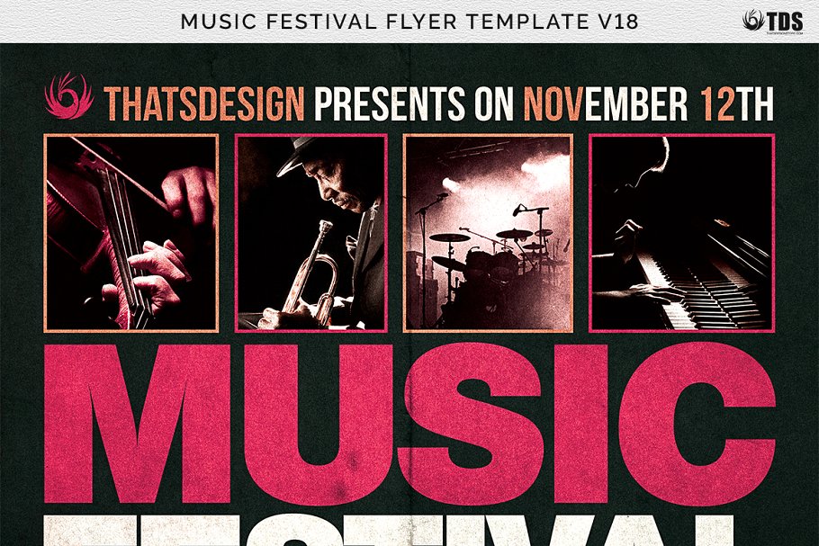 音乐节活动宣传海报设计PSD模板v18 Music Festival Flyer PSD V18插图(6)