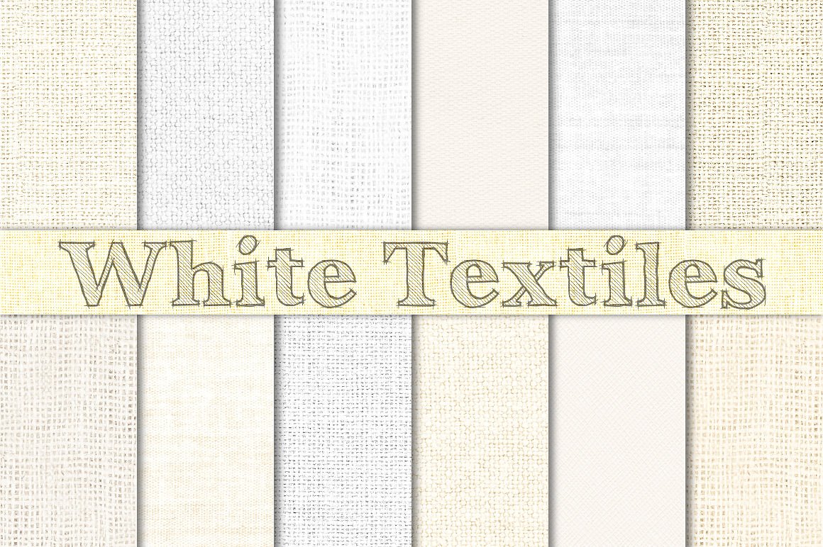 奶油象牙灰白色纺织品/粗麻布纹理背景 White Burlap, Linen & Canvas插图