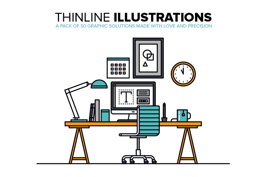 细线概念插画集合 Thinline Illustrations Collection插图