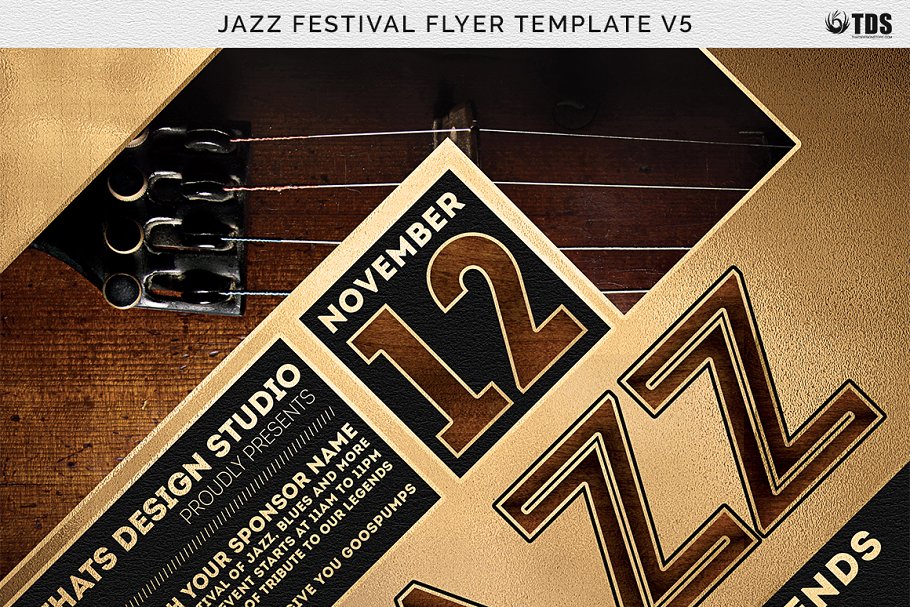 爵士音乐派对传单PSD模板v5 Jazz Festival Flyer PSD V5插图(6)