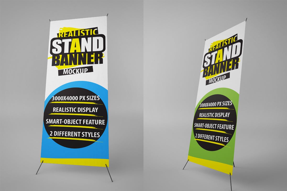易拉宝X展架广告设计样机模板 Stand Banner Mockups插图