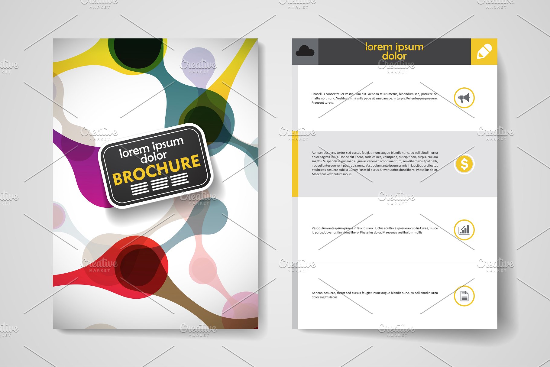 分子结构抽象图形小册子模板合集 Set of brochures in molecule style插图(3)