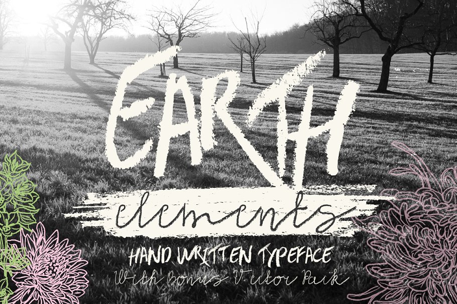 粗糙及柔软光滑两种蜡笔手写字体 Earth Elements Rough Type插图