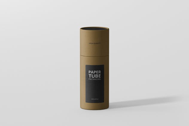 茶叶/咖啡高纸筒包装设计样机模板 Paper Tube Packaging Mockup – Slim Short插图(1)