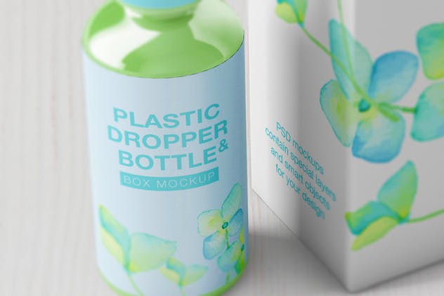 化妆品塑料滴管瓶/纸盒样机 Plastic Dropper Bottle/ Paper Box Mockup插图(7)