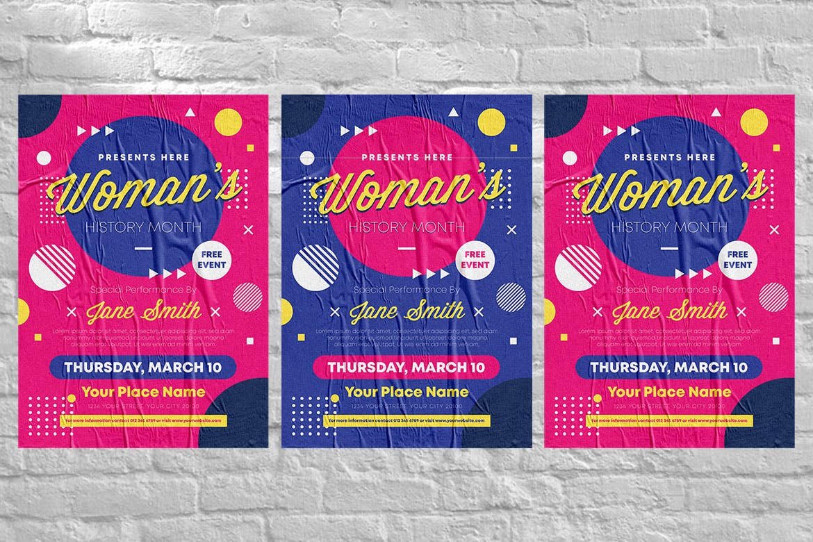 妇女节女性主题活动海报传单设计模板 Women’s History Month插图(3)