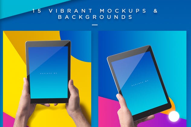 iPad平板电脑应用程序UI展示样机模板 iPad Tablet UI App Mockups with Vivid Backgrounds插图(6)