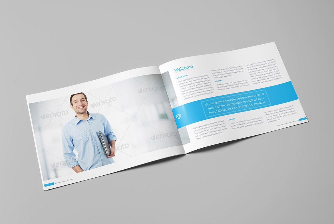 蓝色经典高科技公司画册设计模板 Blue Corporate Horizontal Brochure插图(1)