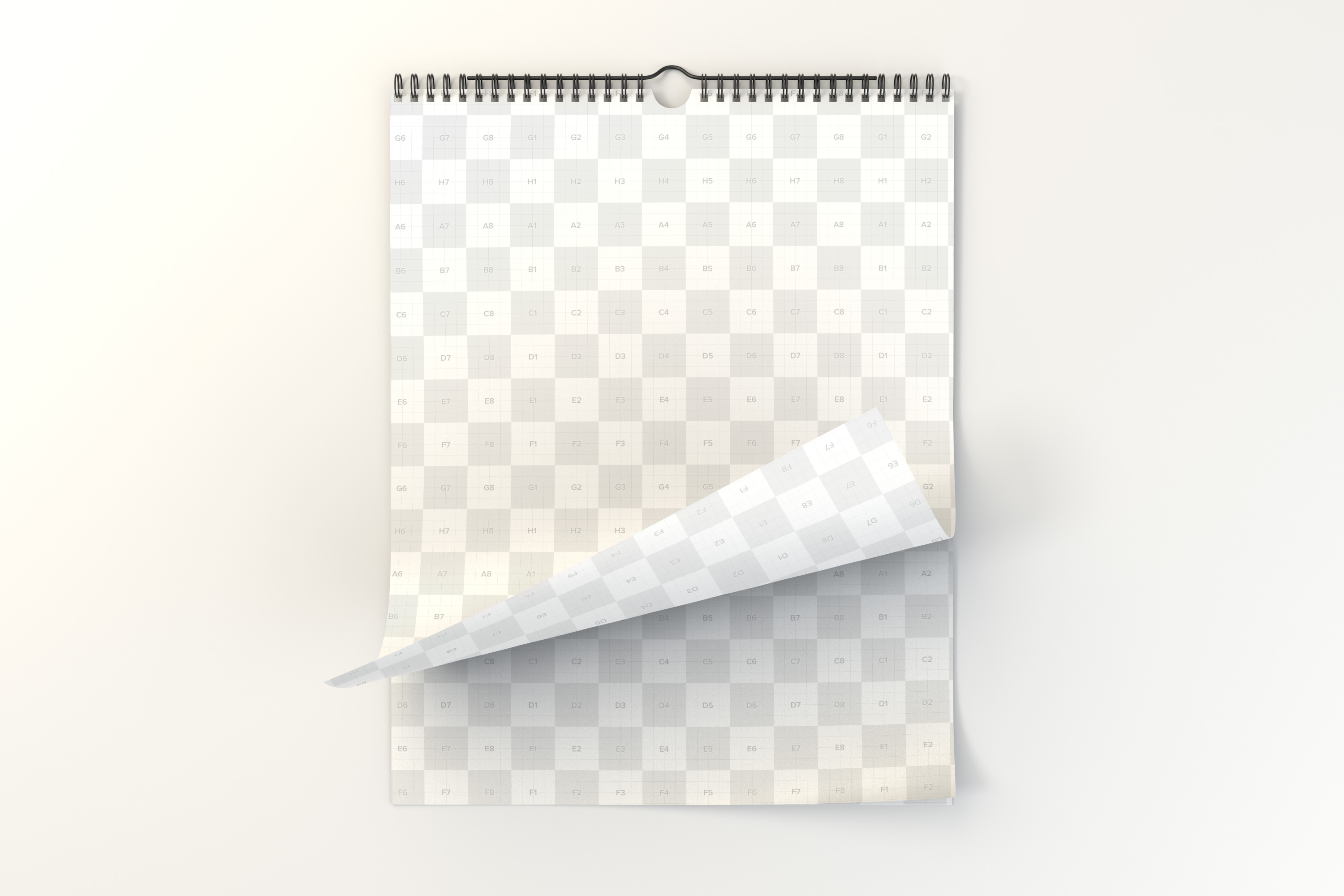 活页挂历翻页效果图样机模板 Wall Portrait Calendar Rolled Page Mockup插图(1)