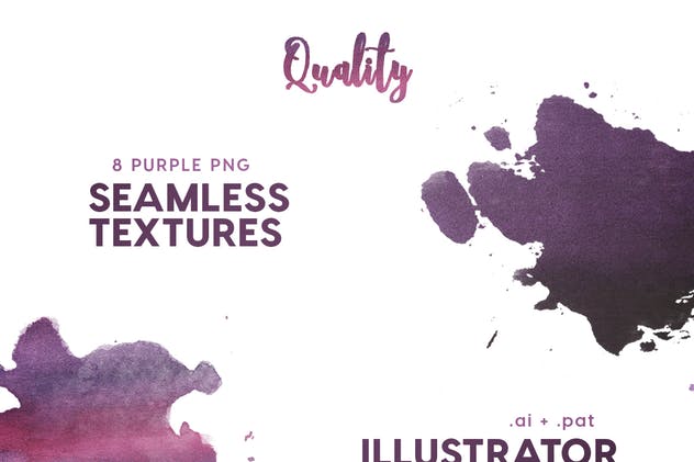 8款紫色水彩无缝纹理素材 Watercolor Seamless Textures – Purple Pack插图(3)