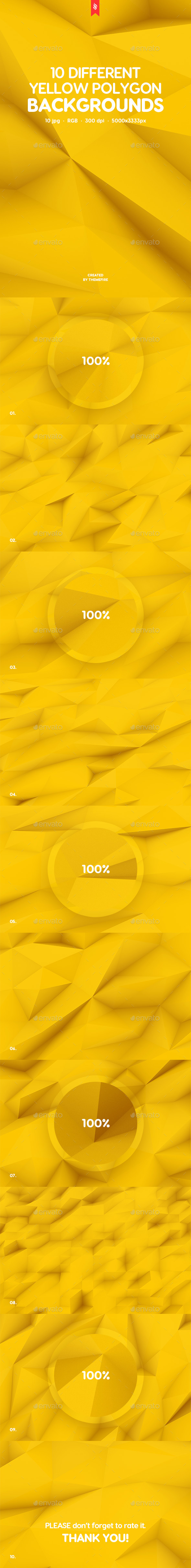 10款不同的抽象多边形背景 10 Different Yellow Polygon Backgrounds插图
