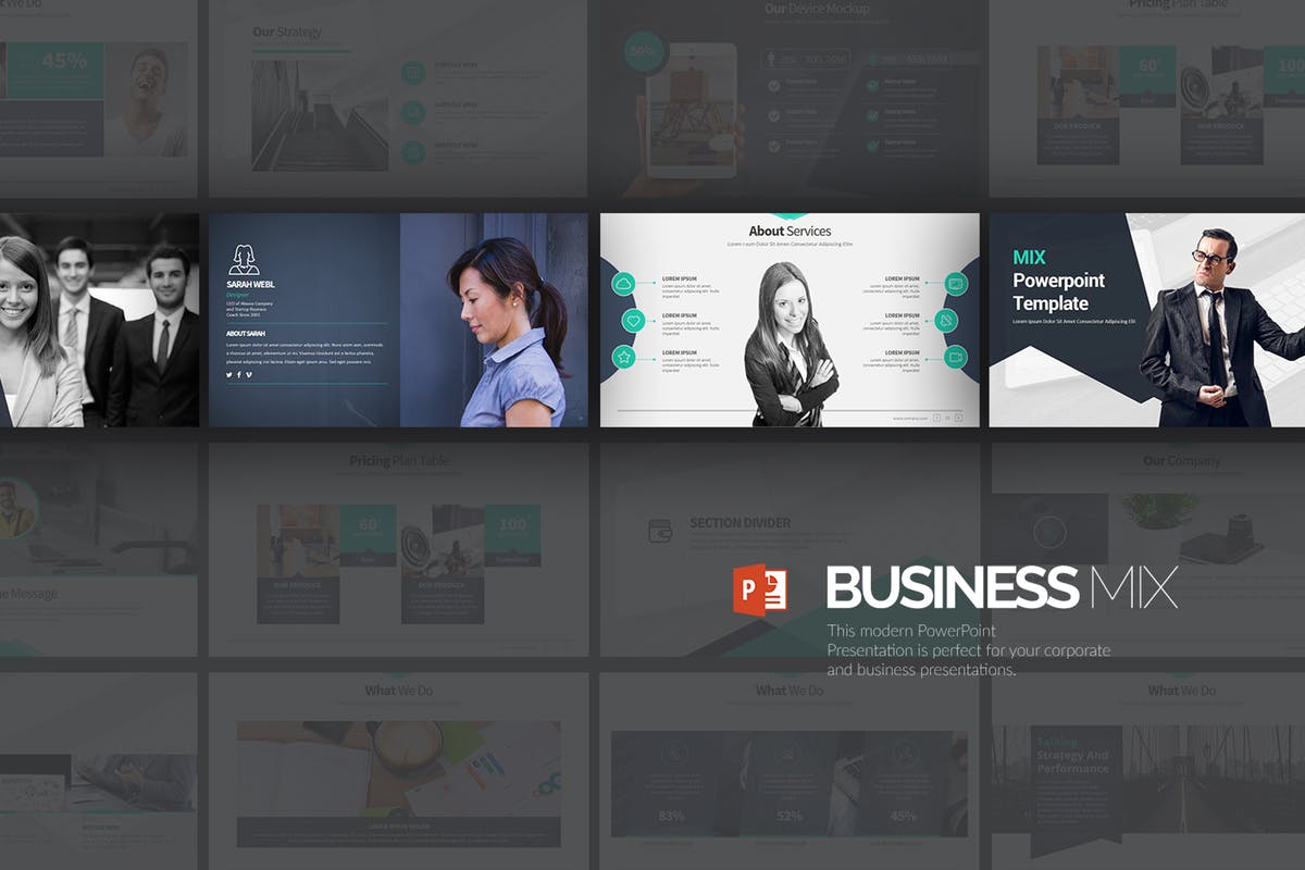 企业公司业务介绍PPT模板制作素材 Business Mix Powerpoint Presentation插图