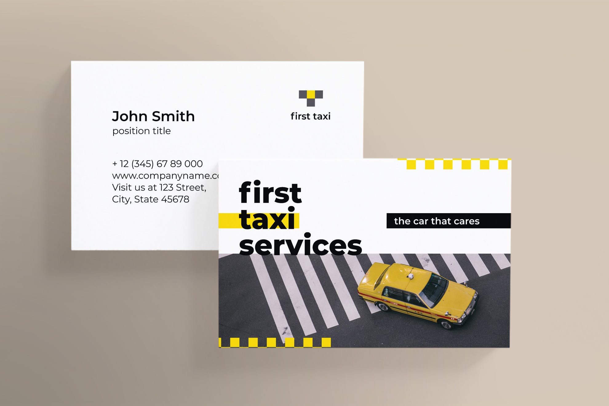 出租车/网约车服务企业司机名片设计模板 Taxi Services Business Card插图(2)