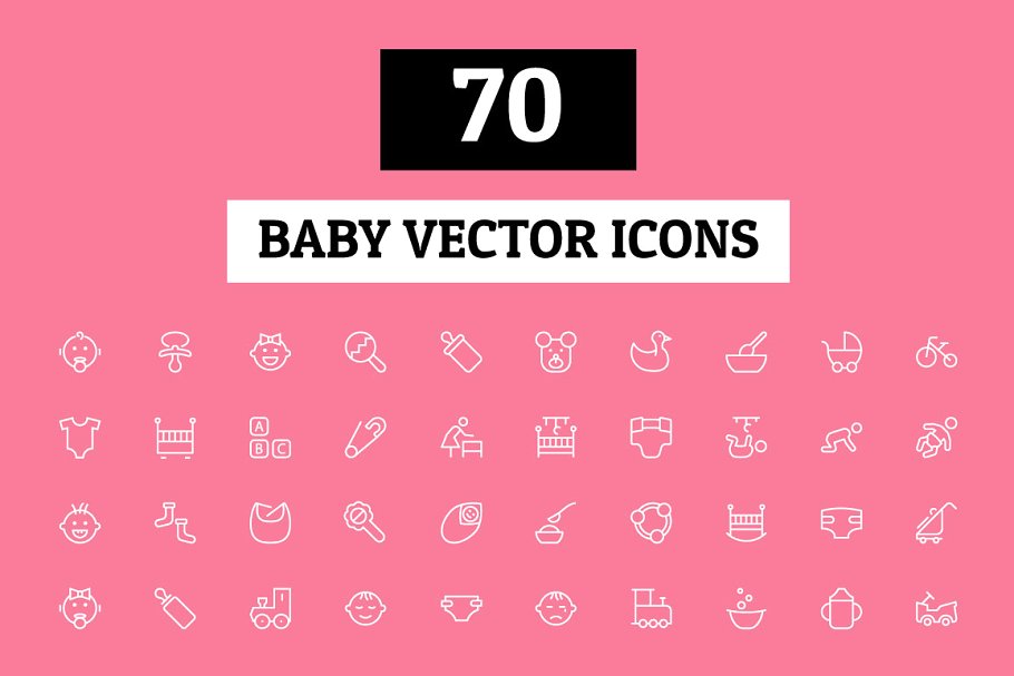 70枚婴儿育儿主题矢量图标 70 Baby Vector Icons插图