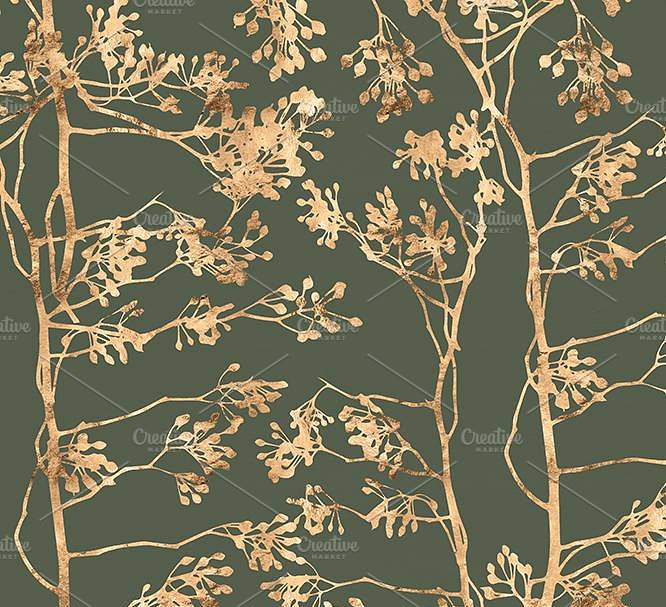 西班牙苔藓&炉甘石金色图案纹理 Spanish Moss & Calamine Gold Pattern插图(1)