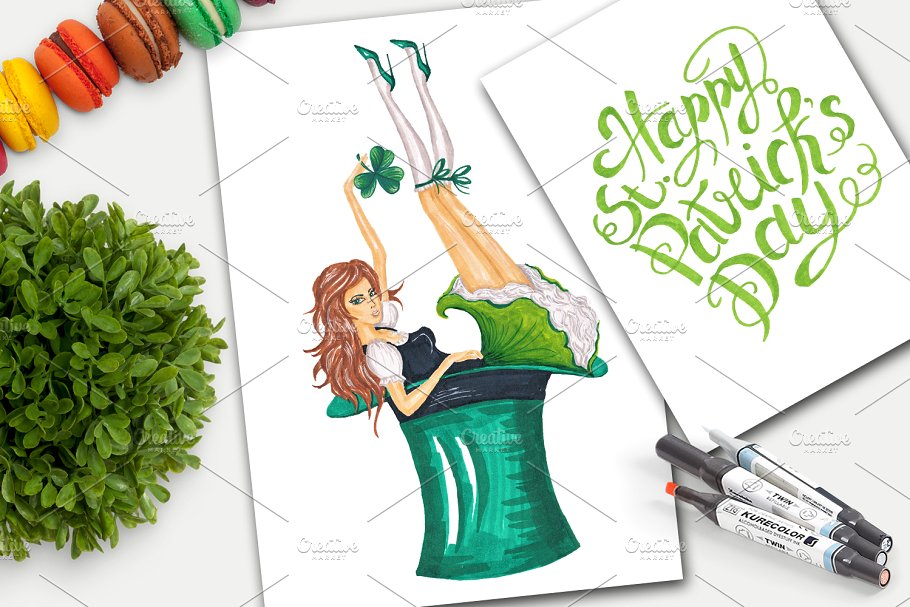 圣帕特里克节节日手绘插图合集 Happy St.Patrick’s Day Collection插图(4)