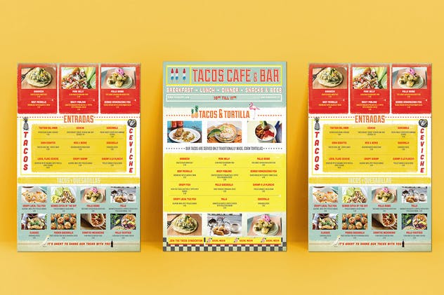 多彩热带风情餐厅菜单设计模板 Colorful Tropical Menu插图(3)